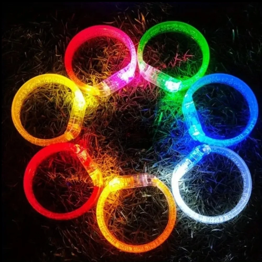 8pcs Vibrant LED Glow Bracelets - Battery-Powered, Long-Lasting, Flexible